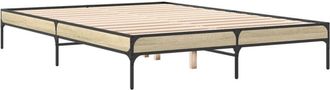 vidaXL Estructura cama madera ingeniería metal roble Sonoma 160x200 cm Vidaxl