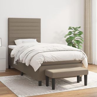 vidaXL Vidaxl - Cama Box Spring Con Colch&oacute;n Tela Gris Taupe 100x200 Cm