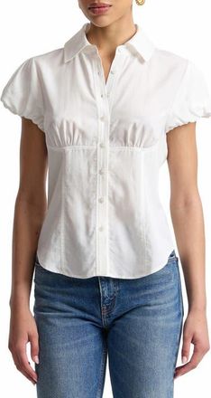 Avec Les Filles Puff Sleeve Fitted Shirt in Cream at Nordstrom, Size X-Small