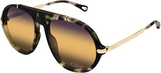 Chlo&eacute; Aviator Zonnebril - Dames - Zonnebrillen - Bruin - 58 MM - Accessoires