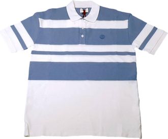 Bally Mens Striped Polo Shirt In Bone/blue