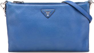 Prada Pre-owned Womens Leather Crossbody Adjustable Strap - Medium Blue - One Size