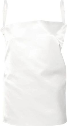 Sportmax Witte satijnen gelaagde strapless top - Dames - Tops zonder mouwen - Wit - S - Satijn - Tops