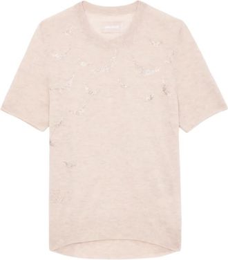 Zadig&Voltaire Cashmere Wings Trui met Korte Mouwen - Dames - Cashmere truien - Beige - M - Wol - Truien & Vesten