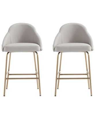 Manhattan Comfort Set Of 2 Gracie Modern Leatherette Counter Stools With Steel Legs