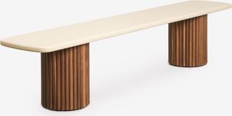 Sklum Banco De Jard&iacute;n En Cemento Y Madera De Acacia Sirvon Sklum
