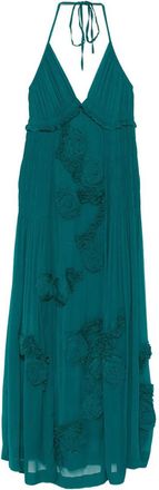 Dries Van Noten Green Halter Neck Maxi Dress
