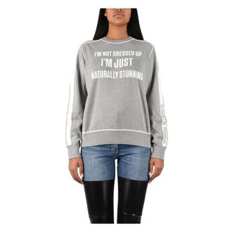 Elisabetta Franchi Maxi Jacquard Sweatshirt - Dames - Sweatshirts & Hoodies - Grijs - Maat: S Zijde