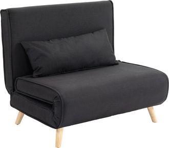 HOMCOM Poltrona Letto Singolo con Schienale Regolabile su 6 Posizioni Nero