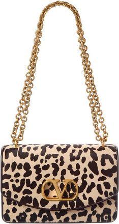 Valentino Vlogo Haircalf & Leather Shoulder Bag