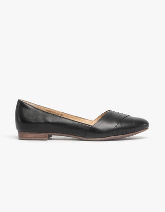 Hush Puppies Womens Hush Puppies MARLEY Womens Leather Ballerina Shoes Black - Size: 8