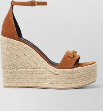 Versace leather wedge espadrille sandals