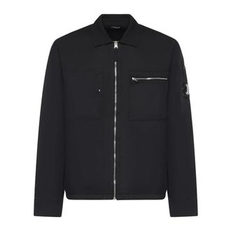 C.P. Company Overshirt met lensdetail - Heren - Zomerjassen - Zwart - L - Katoen - Jassen