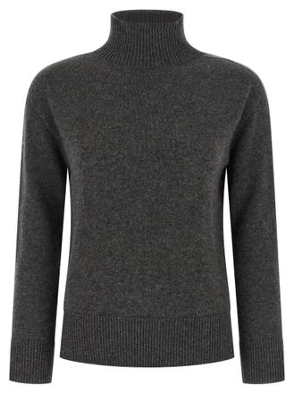 Max Mara Grey Solid Turtle Neck Sweater