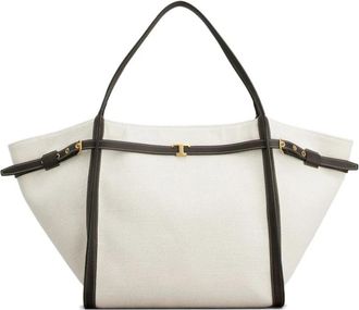 Tod's Medium Canvas & Leather Shopping Bag - Dames - Shoppers - Wit - ONE Size - Leer - Tassen