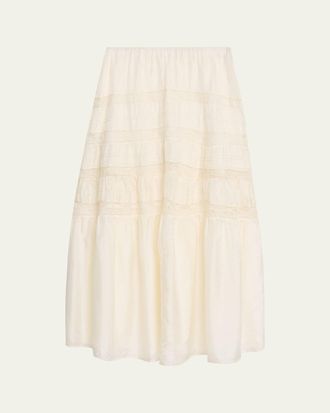 LoveShackFancy Nivine Silk Lace Maxi Skirt