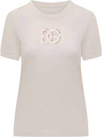 Dolce & Gabbana Pink Logo Crew Neck T-Shirt