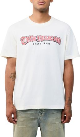 True Religion City Life Arch Logo Cotton Graphic T-Shirt in Winter White at Nordstrom, Size Xxx-Large