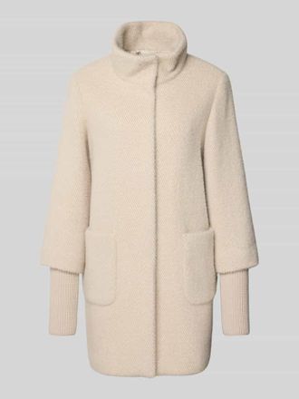 s.Oliver Black Label Regular Fit Teddy-Mantel mit Stehkragen in Sand, Gr&ouml;&szlig;e 44