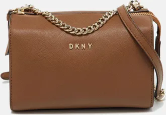 DKNY Dkny Brown Saffiano Leather Shoulder Bags