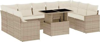 vidaXL Juego De Sof&aacute;s Jard&iacute;n Con Cojines Beige 10 Pzas Rat&aacute;n Sint&eacute;tico Vidaxl