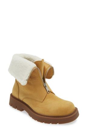 Bottega Veneta Haddock Lug Sole Genuine Shearling Lined Boot in Ochre/Popcorn at Nordstrom, Size 11Us