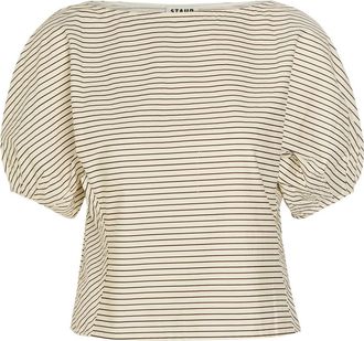 Staud Didi Striped Stretch-cotton top - White - S (UK8-10 / S)