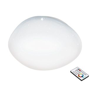 Loops Wall Flush Ceiling Light White Shade White Plastic With Crystal Effect LED 34W