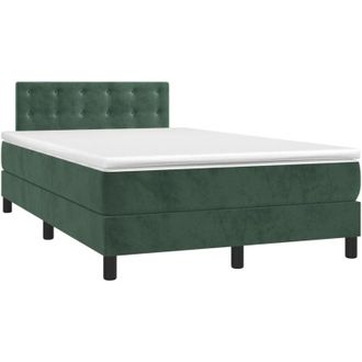 vidaXL Vidaxl - Cama Box Spring Colch&oacute;n Y Led Terciopelo Verde Oscuro 120x200cm