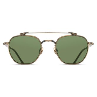 Matsuda M3148 Ronde Zonnebril - unisex - Accessoires - Grijs - Maat: 48 MM Leer