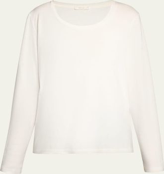 The Row Kalto Scoop-Neck Cotton Jersey Long-Sleeve T-Shirt
