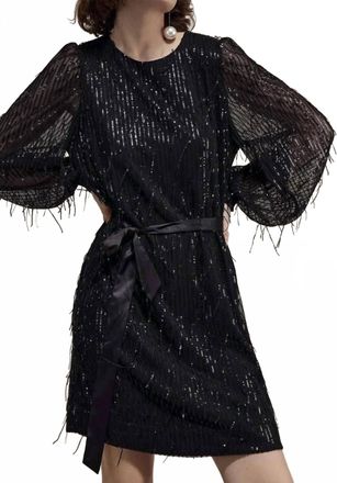 Summum Fringe Dress With Sequins In Black