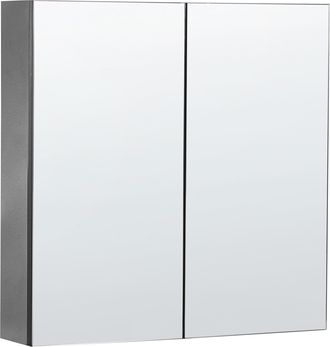 Beliani Beliani - Mueble De Ba&ntilde;o Con Espejo 60 X 60 Cm Almacenaje Minimalista Moderno De Pared 2 Puertas 2 Estantes Negro Navarra