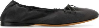 The Row Dark Grey Leather Ballet Flats