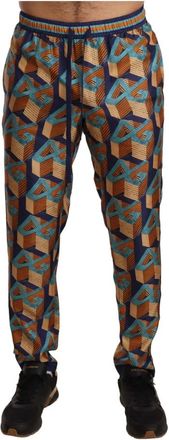 Dolce & Gabbana Zijden Joggingbroek met Levendige Print - Heren - Slim Fit Broeken - Veelkleurig - S - Broeken