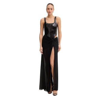 Patrizia Pepe Abito Lungo con Bustier di Paillettes - - Dresses - Donna - Nero - L