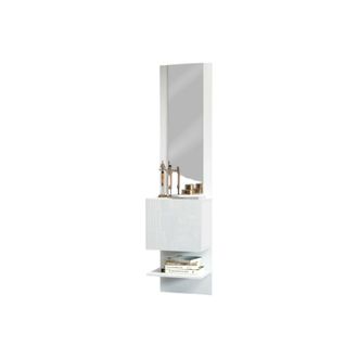 Dmora Mueble De Entrada Vitale, Mueble Multifuncional Con Espejo, Zapatero Con 1 Puerta, 45x35h190 Cm, Blanco, Con Embalaje Reforzado - Dmora
