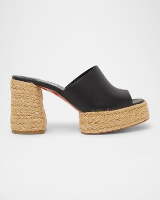Christian Louboutin 85mm Calakala Leather Espadrille Mules
