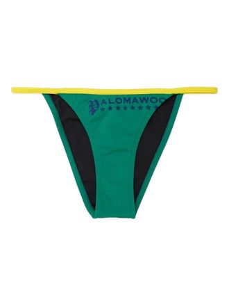 Paloma Wool logo-print bikini bottoms - women - Recycled Polyamide/Elastane - S - Green