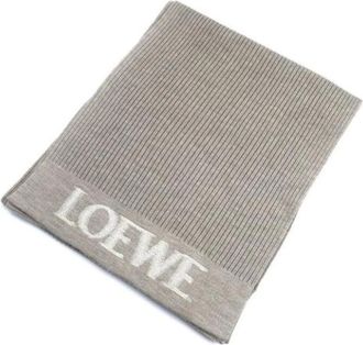 Loewe Pre-owned Scarves, female, Beige, Size: ONE SIZE Pre-owned Wool Scarf
