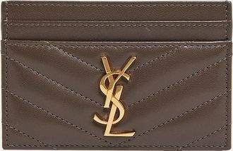 Saint Laurent Cassandre YSL Monogram Card Case in Quilted Smooth Leather