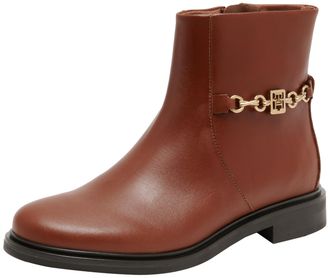 Tommy Hilfiger Womens Chain Leather Boots, Brown (Cognac Brown), 3,5