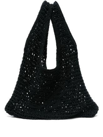 Blumarine logo-embroidered shoulder bag - Black