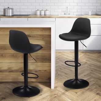 IDMarket Lote De 2 Taburetes De Bar Negros De Dise&ntilde;o Karl Con Patas Negras