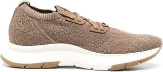 Gianvito Rossi round-toe lace-up sneakers - men - Rubber/Rubber/Fabric - 41 - Brown