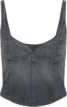 Balenciaga Blauwe Denim Korset Top - Dames - Tops zonder mouwen - Blauw - 2XS - Denim - Tops