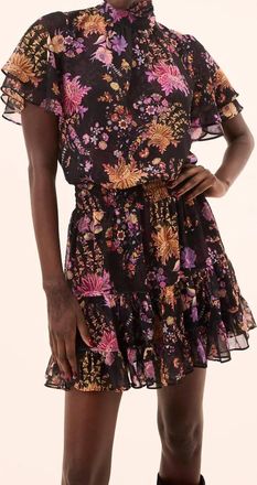 Misa Saffie Mini Dress In Dusted Cluster Chiffon
