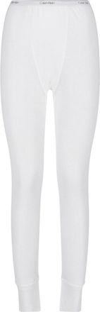 Calvin Klein White Slim-Fit Ribbed Cuff Logo Trousers