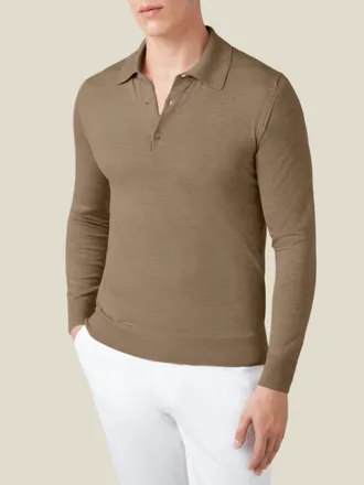 Luca Faloni Caramel Brown Silk-Cashmere Knitted Polo