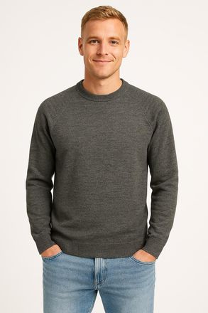 Only & Sons Rundhalspullover ONLY & SONS ONSTHOMAS REG CREW NECK KNIT - OTL, Herren, Gr. S, grau (castor gray detail:melange), Strick, Obermaterial: 74% Polyester